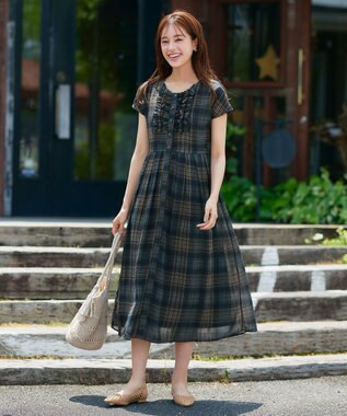 Tiaclasse 【おのののかさん着用・新色追加】フリルワンピース ブルーチェック