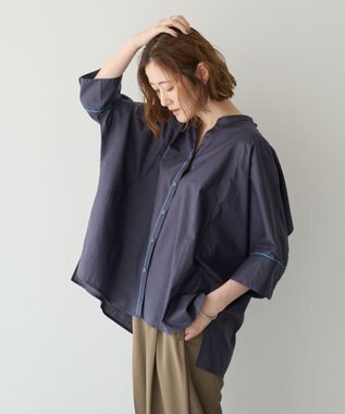 YECCA VECCA ペーパータッチドルマンシャツ Navy