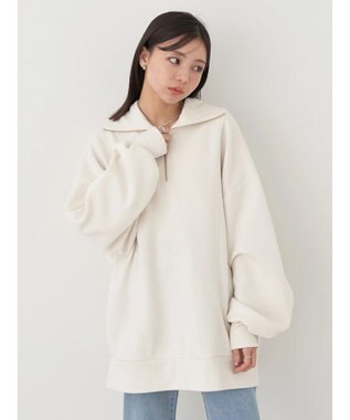 earth music&ecology スタンドｚｉｐダンボールチュニック Ivory