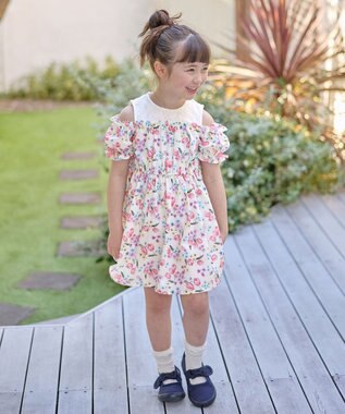 ANY KIDS オン・オフショルダー チューリップ ワンピース エクリュ系