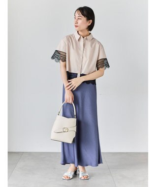 Te chichi レースヘムクロップトシャツ ベージュ