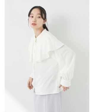 earth music&ecology ケープカラーブラウス Off White