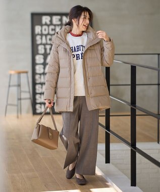 ANY 【洗濯機可/フード取り外し可能/撥水】楽映えリッチロング丈ダウン モカ