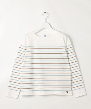 J.PRESS LADIES S バスクボーダー カットソー アクア＆ベージュボーダー系