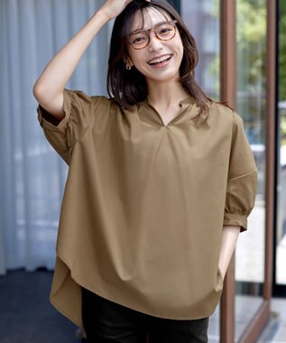 Tiaclasse 【洗える】バックギャザーシャツ ベージュ