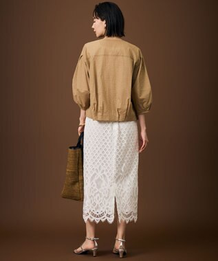 自由区 【羽織れる・涼やか・軽い】エアリーコットンリップボリュームスリーブ ブラウス ベージュ