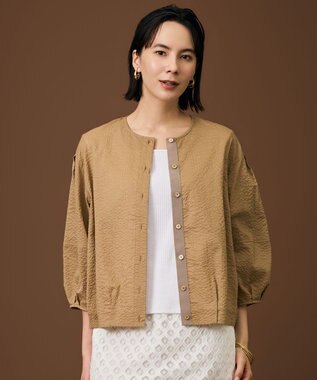 自由区 【羽織れる・涼やか】エアリーコットンリップボリュームスリーブ ブラウス