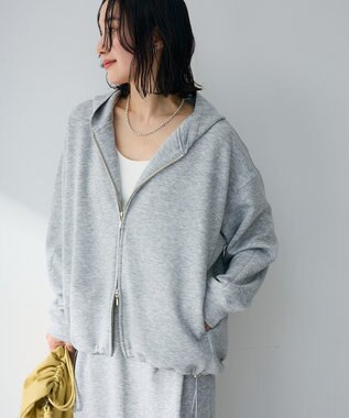 Green Parks ダブルＺＩＰ裾ドロストパーカー Gray Mixture