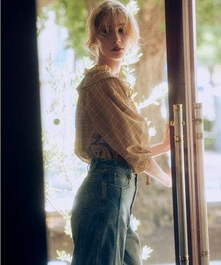 組曲 S ライトトロピカルロールネック ブラウス ベージュ系3