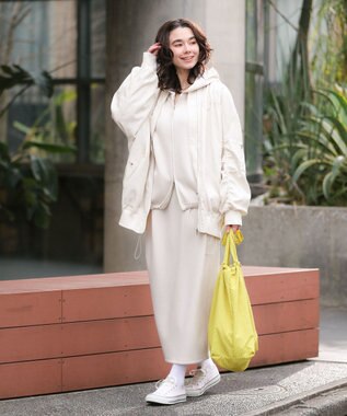 Green Parks ダブルＺＩＰ裾ドロストパーカー Light Beige