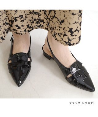 Pointer 日本製 本革グルカ風ミュール ブラック(シワエナ)