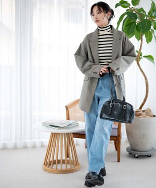 WEGO リブタートルネックニット ホワイトボーダー