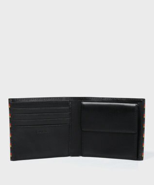Paul Smith ブライトストライプトリム 2つ折り財布 ブラック