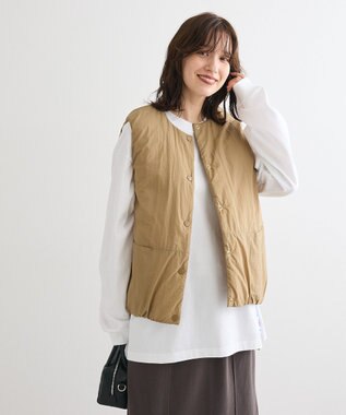 Green Parks サイドZIP中綿コクーンベスト Beige