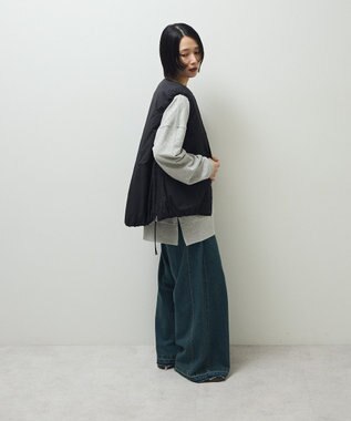 Green Parks サイドZIP中綿コクーンベスト Black