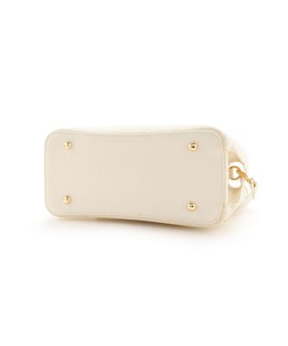 MioFIRANO カジュアルシックバスケットウィーブハンドバッグ 2WAY パスケース付き　FIRANO フィラノ IVORY