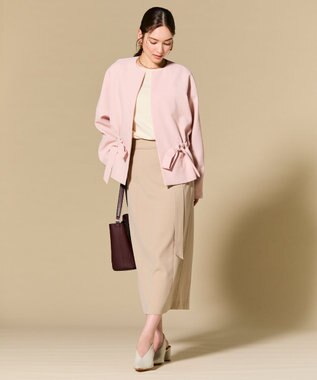 BEIGE， PORDIC / ドロスト付きノーカラージャケット Nude