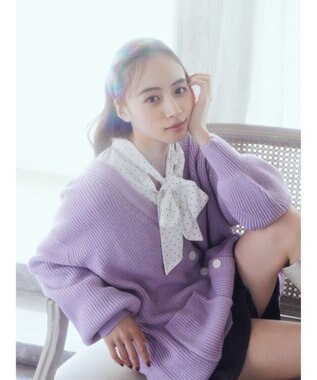 earth music&ecology アンチピリング畦Ｖネックカーディガン Lavender