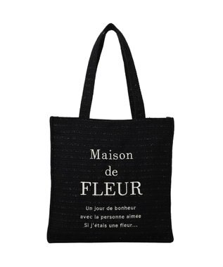 Maison de FLEUR ツイードロゴ刺繍スクエアトートバッグ Black