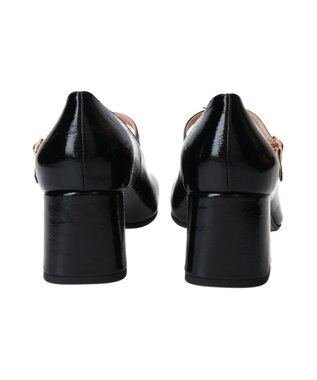 INTER-CHAUSSURES 【FABIO RUSCONI】スクエアトウワンストラップパンプス ブラックエナメル