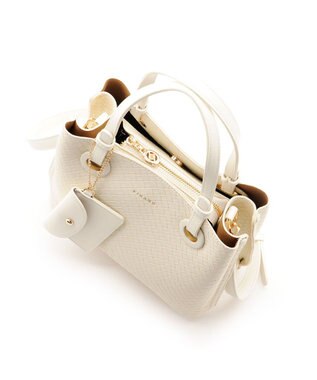 MioFIRANO カジュアルシックバスケットウィーブハンドバッグ 2WAY パスケース付き　FIRANO フィラノ IVORY
