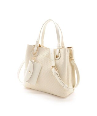 MioFIRANO カジュアルシックバスケットウィーブハンドバッグ 2WAY パスケース付き　FIRANO フィラノ IVORY