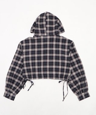 WEGO チェックショートフードシャツ ネイビー