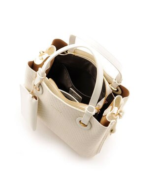 MioFIRANO カジュアルシックバスケットウィーブハンドバッグ 2WAY パスケース付き　FIRANO フィラノ IVORY