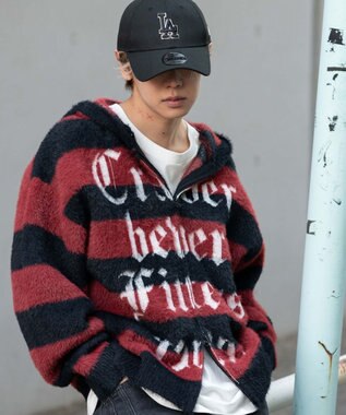 WEGO シャギーグラフィックZIPパーカー レッドボーダー