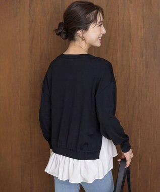 組曲 ストレッチクリアドッキング ニットプルオーバー ブラック系