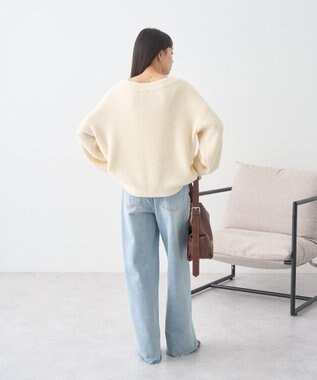 earth music&ecology パウダーシャギー畦プルオーバー Ivory