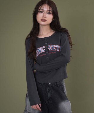 WEGO キーネックロゴトップ ブラック中濃色