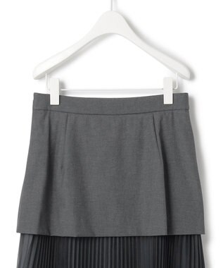 ICB L 【洗える】LooseWeave ドッキングプリーツスカート チャコール系