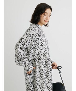 Green Parks ２ｗａｙ小花柄ギャザーシャツワンピース Ecru