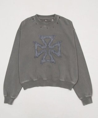 WEGO 【ユニセックス着用ITEM】ブリーチハトメロゴプルオーバー グレー
