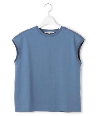 23区 シルキータッチ フレンチスリーブ Tシャツ ダルブルー系