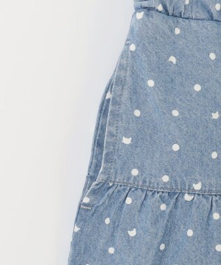 ANY KIDS 総柄フリル キュロット デニムブルー×ネコドット