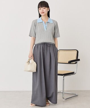 AMERICAN HOLIC 襟配色ニットポロ Light Gray