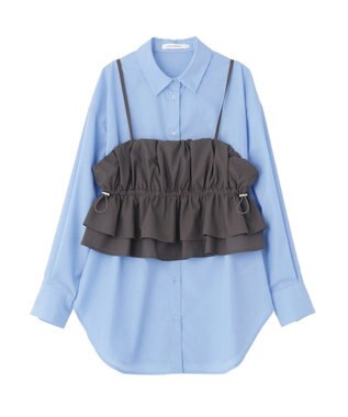 AMERICAN HOLIC 【2点セット・イージーケア】ビスチェ＋シャツ Sax