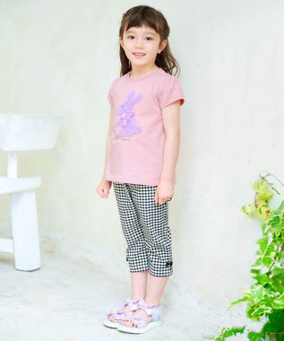 ANY KIDS ひんやりクール アップリケTシャツ ピンク（ウサギ）