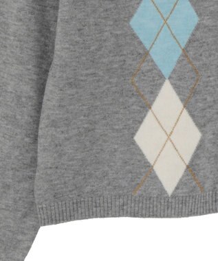 earth music&ecology 【予約】襟付きアーガイルニットカーディガン グレー