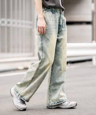 WEGO ローライズバギーフレアデニムパンツ デニム淡加工色