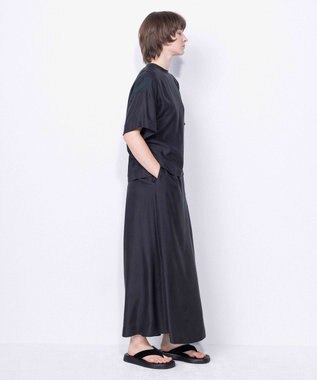 NAVE 【ReNAVE・セットアップ可/洗える/UVケア/接触冷感】フィブリルシャンブレー Aラインスカート ブラック系