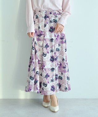 YECCA VECCA 水彩フラワー柄マーメイドスカート