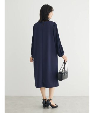 Green Parks マジョリカ袖ドッキングワンピース Dark Navy