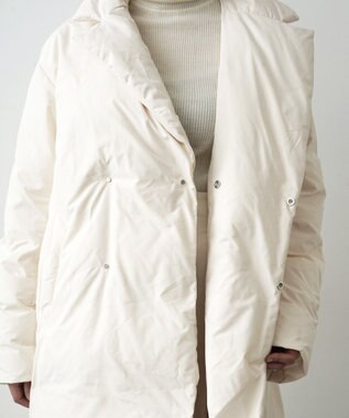 KWD 【日本製/高品質ダウン】DOWN COAT グリーンダウン ロングダウンコート アイボリー