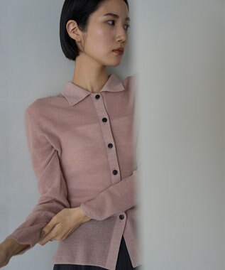 UNFILO ファインアルパカ 襟付きカーディガン ピンク