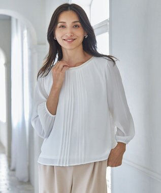 ANY 【前後着用可/洗える】シフォンブラウス オフ