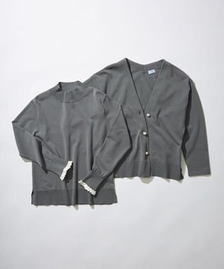 組曲 【2SET・WEB限定】パールボタン配色フリルツイン セット ライトグレー系