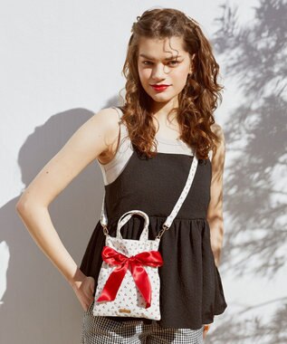 Maison de FLEUR チェリープリントミニリボン2Wayバッグ